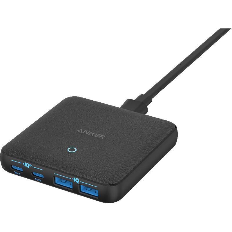 Anker PowerPort Atom III Slim Desktop Charger, Quick Charge 3.0, 63 Watts, 4 USB (2X USB/2X USB-C), Black