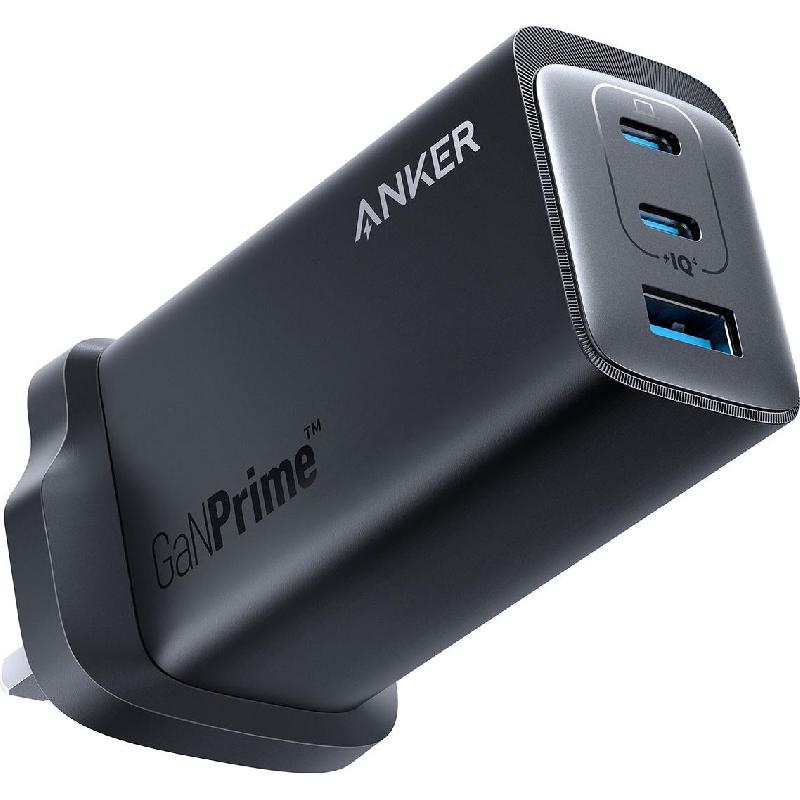 Anker 737 Charger (GaNPrime 120W), PowerIQ, 120 Watts, 3 USB (2X USB-C/1X USB), Black