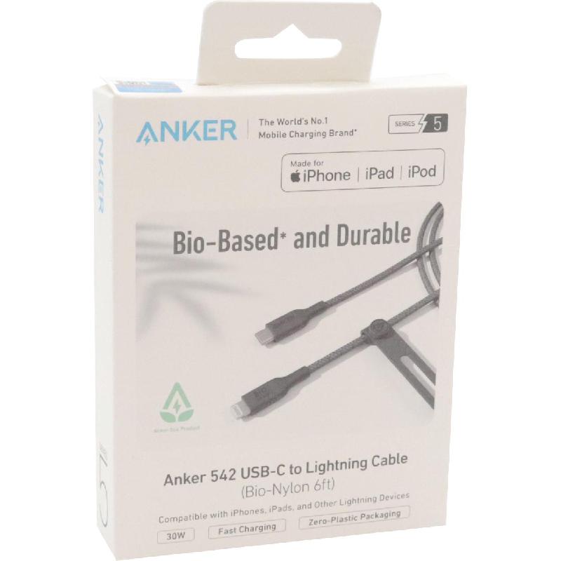Anker 542 Bio-Nylon USB-C to Lightning Sync & Charge Cable, 6.00 ft ( 1.83 m ), Black