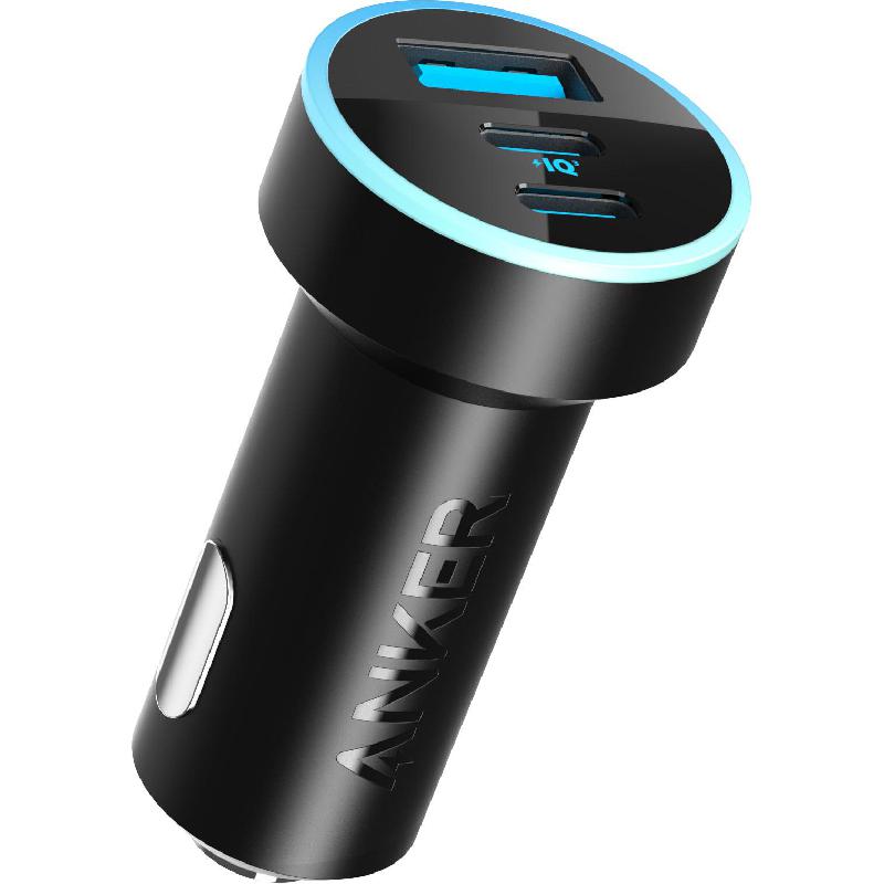 Anker 335 Car Charger, USB PD (Power Delivery), 67 Watts, 3 USB (2X USB-C/1X USB), Black