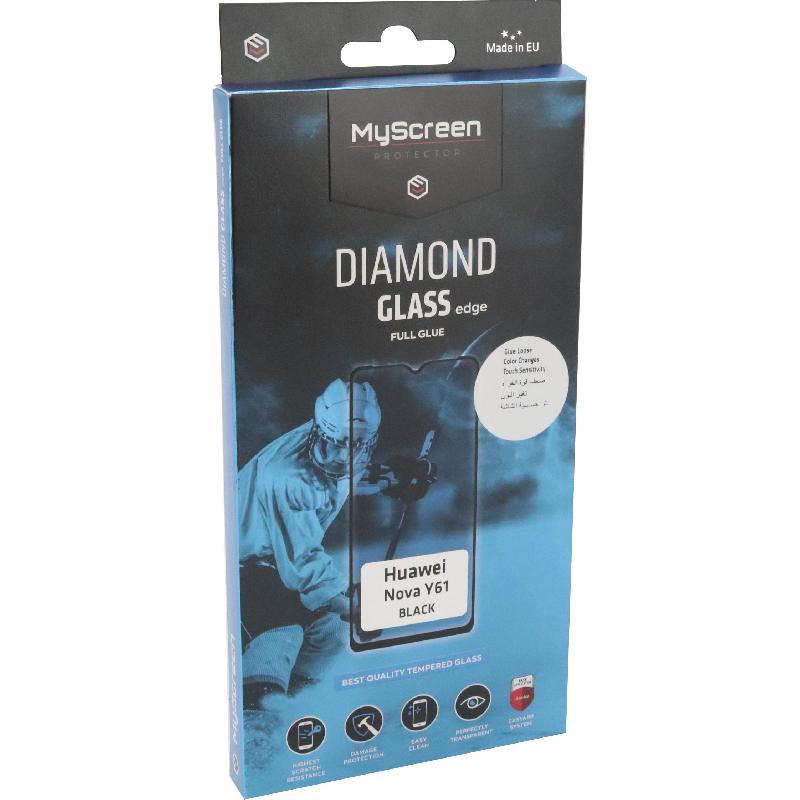 MyScreenPROTECTOR DIAMOND GLASS edge Smartphone Screen Protector, Full Glue, Black, for Huawei nova Y61