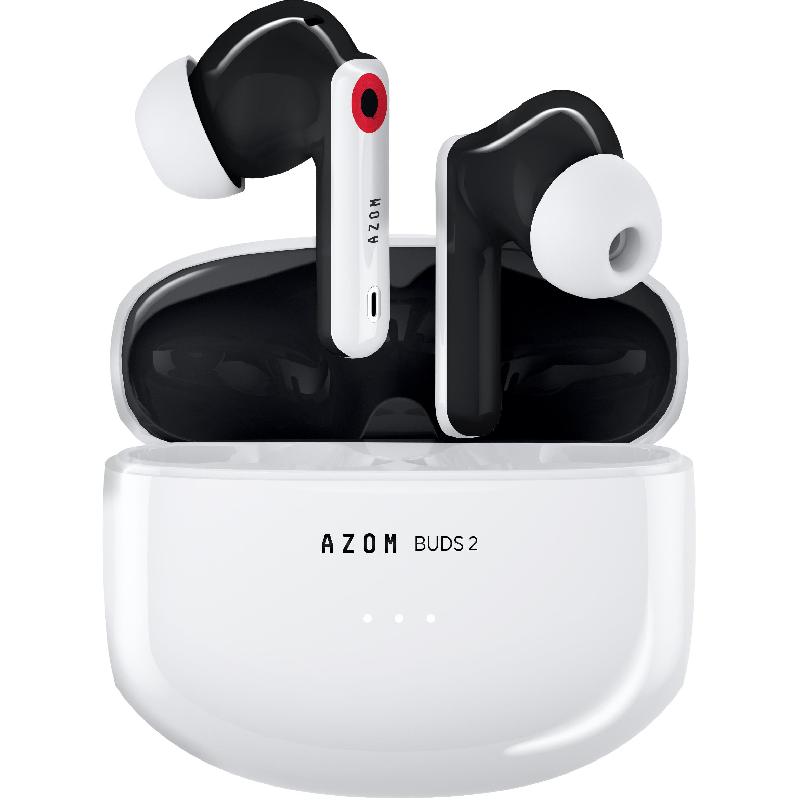 AZOM Buds 2 Earbuds, Active Noise Cancelling, Bluetooth/Wi-Fi, USB (Charging), Built-in Microphone, Black