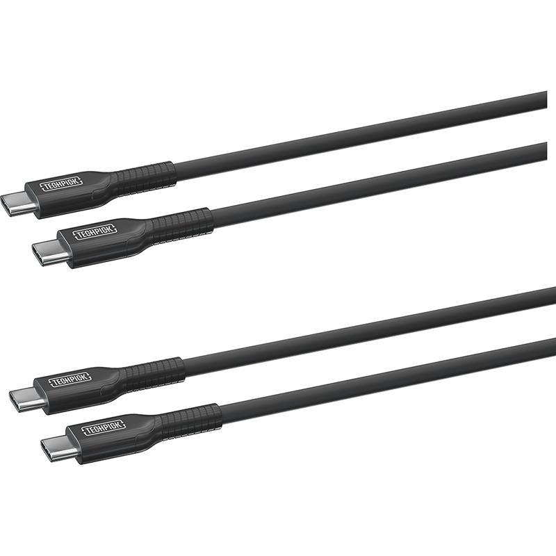 Techpick 2 Pack USB-C to USB-C Sync & Charge Cable, 1.00 m ( 3.28 ft ), Black