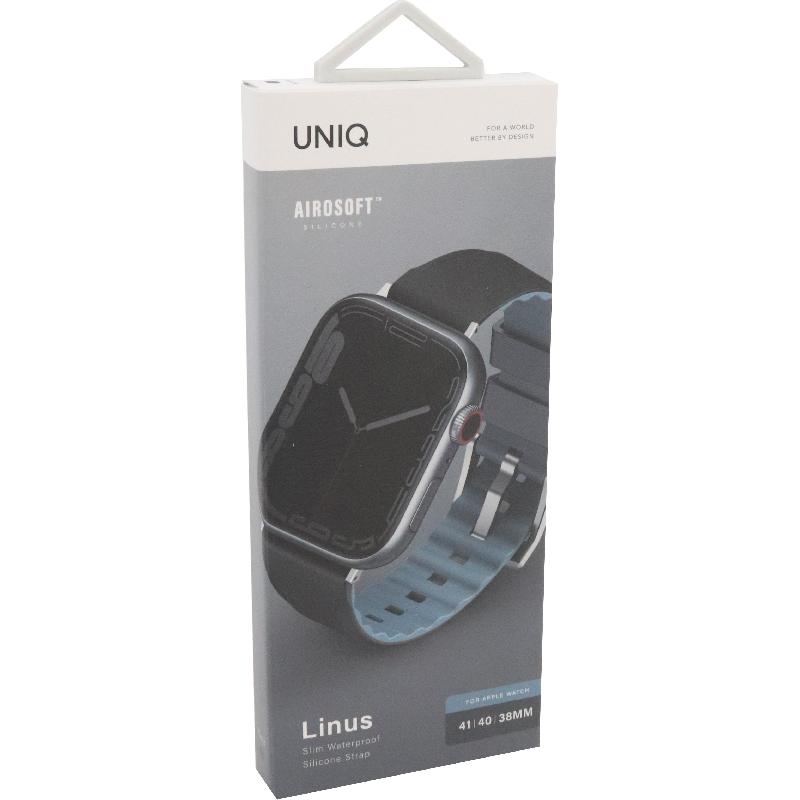 Uniq Linus Wrist Strap, for Apple Watch Series 11 42/Watch Series 10 42/Watch Series 9 41/Watch SE 40, Silicone, Black