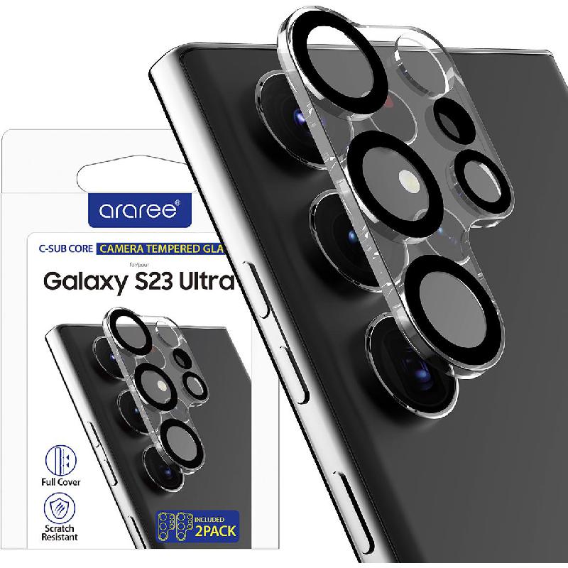Araree C-Sub Camera Lens Protector (Full Frame) Smartphone Camera Accessory, for Samsung Galaxy S23 Ultra, Clear