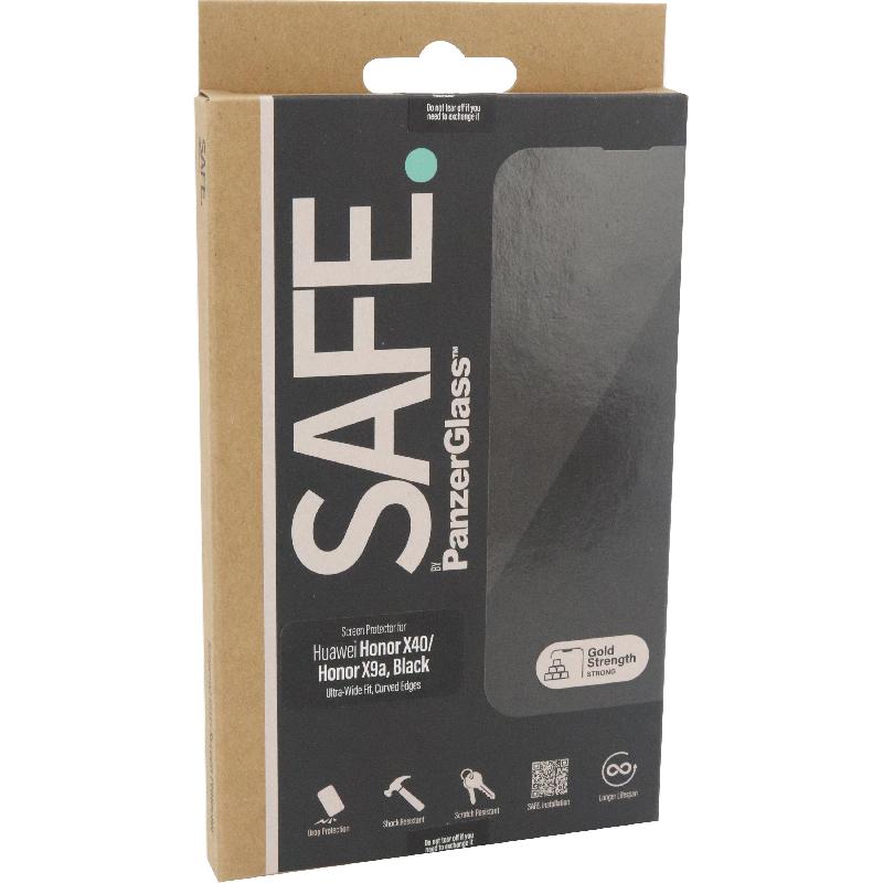 PanzerGlass SAFE Case Friendly Smartphone Screen Protector, Tempered Glass, Edge-to-Edge, Black, for Honor X9a