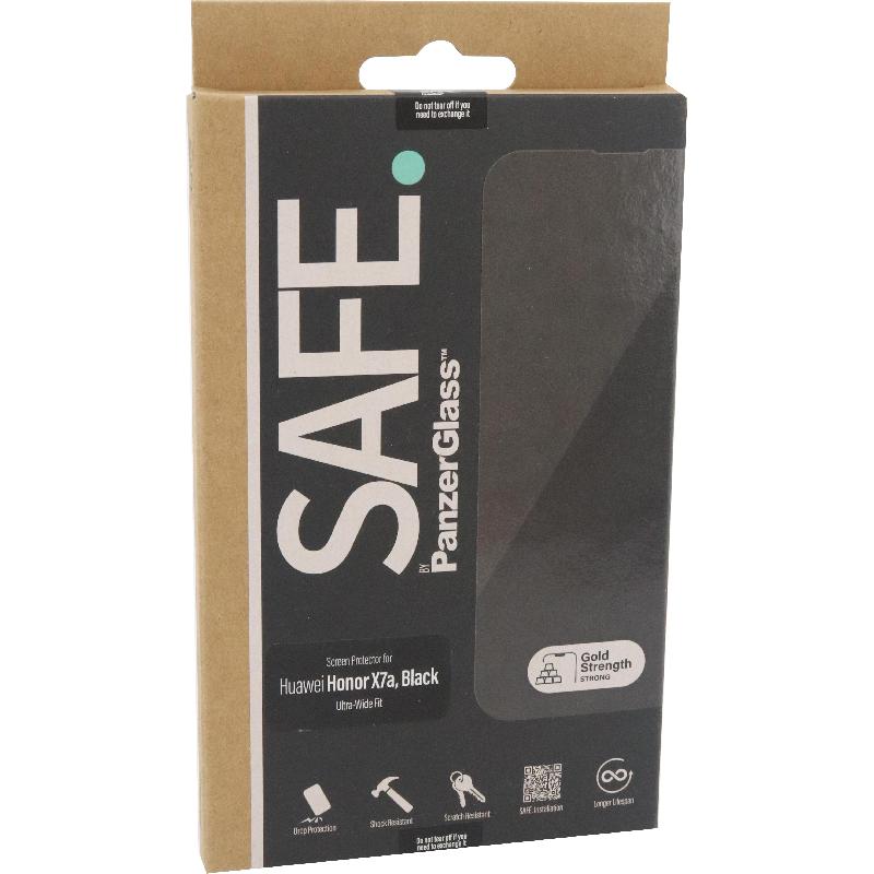 PanzerGlass SAFE Case Friendly Smartphone Screen Protector, Tempered Glass, Edge-to-Edge, Black, for Honor X7a