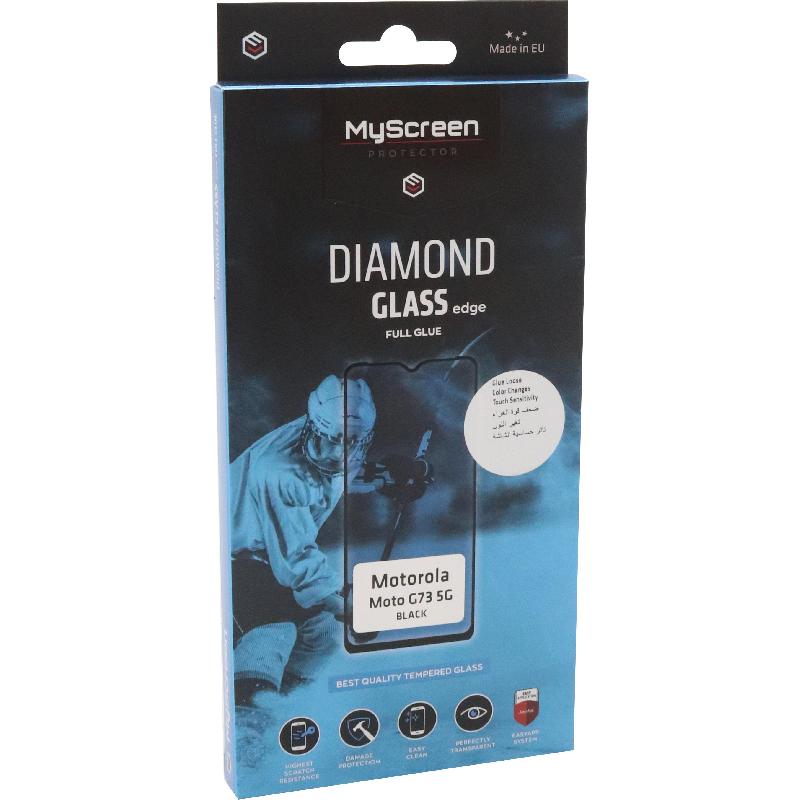 MyScreenPROTECTOR DIAMOND GLASS edge Smartphone Screen Protector, Full Glue, Black, for Motorola moto g73