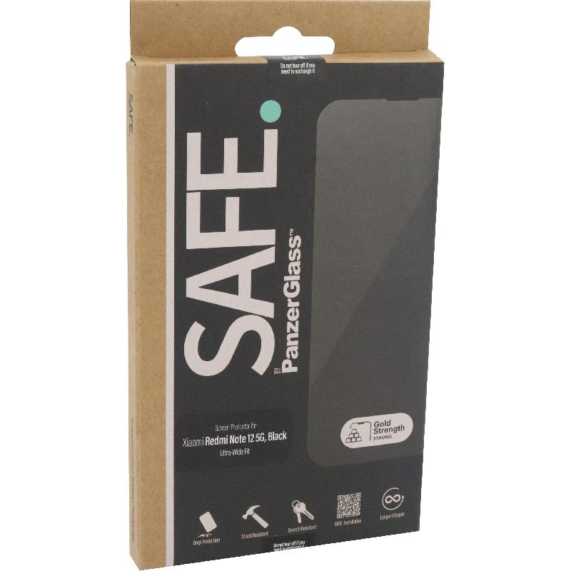 PanzerGlass SAFE Case Friendly Smartphone Screen Protector, Tempered Glass, Edge-to-Edge, Black, for Xiaomi Redmi Note 12/POCO X5