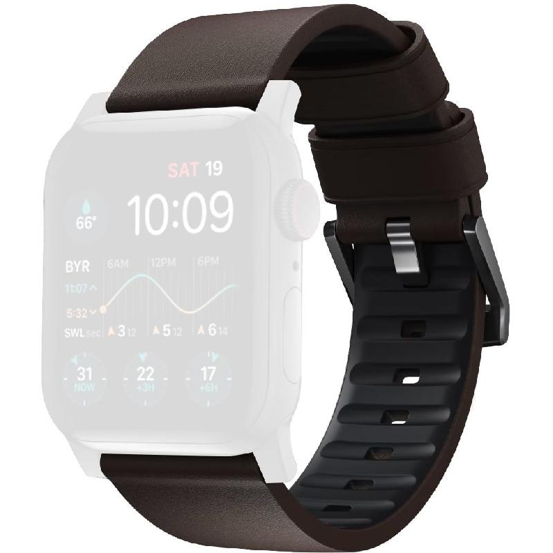 Nomad Active Band Pro Wrist Strap, for Apple Watch Ultra 2/Watch Series 10 46/Watch Series 9 45/Watch SE 44, Leather/FKM Fluoroelastomer Rubber, Brown