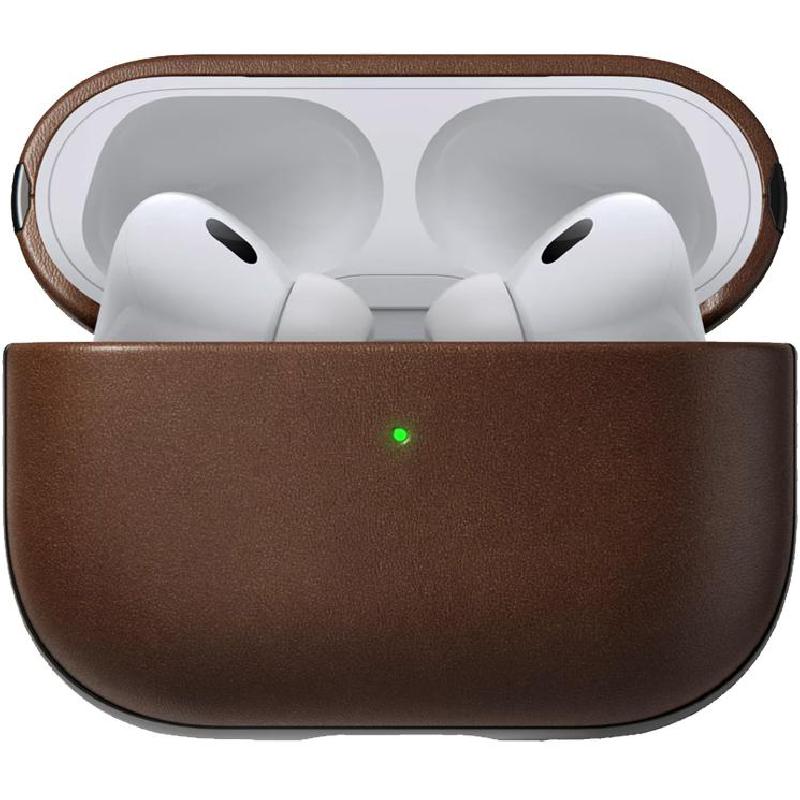Nomad Modern Leather Case Earbuds Case, for Apple AirPods Pro 2nd Gen, Rustic Brown