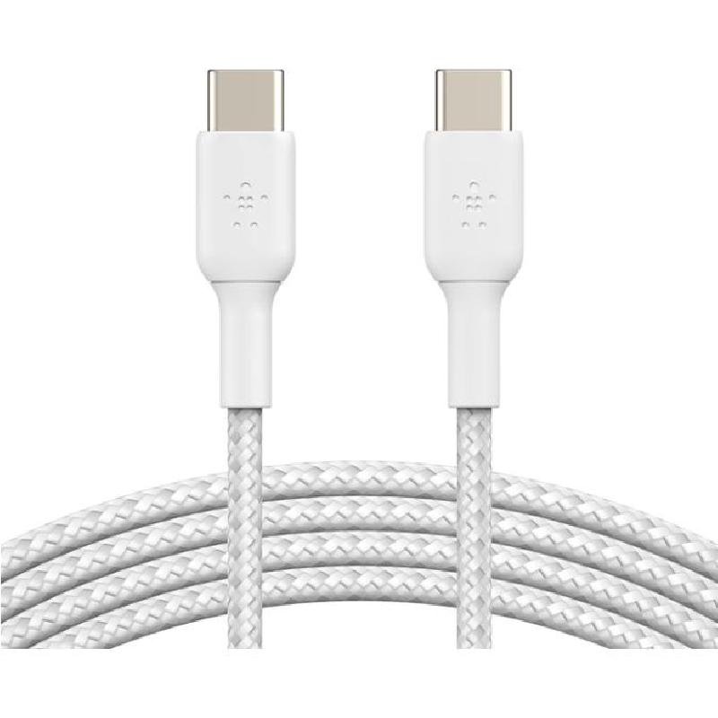 Belkin BoostCharge Braided USB-C to USB-C Sync & Charge Cable, 1.00 m ( 3.28 ft ), White