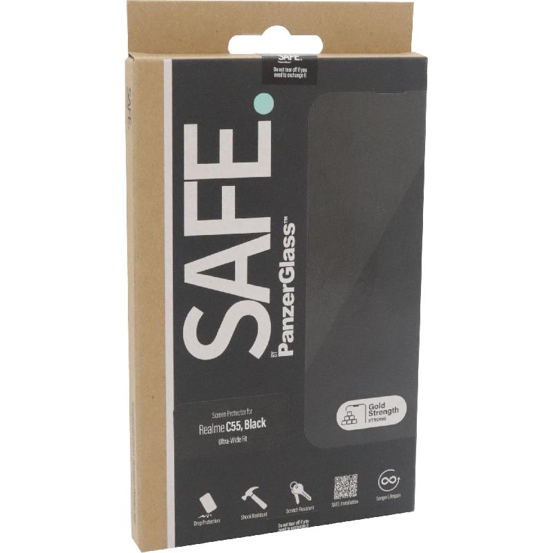 PanzerGlass SAFE Case Friendly Smartphone Screen Protector, Tempered Glass, Edge-to-Edge, Black, for Realme 11 5G/C55
