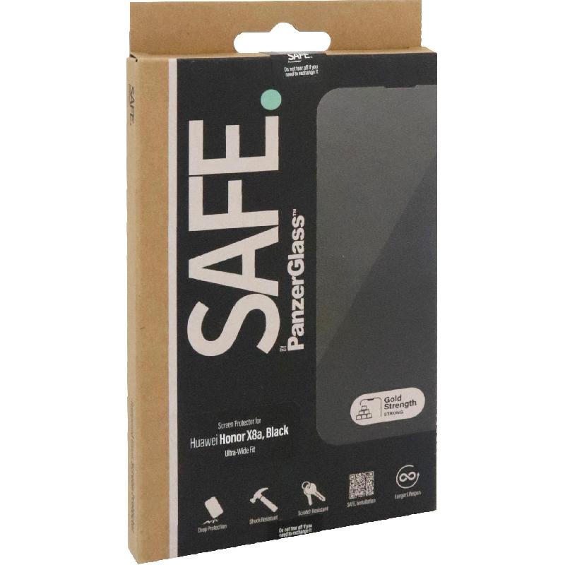 PanzerGlass SAFE Case Friendly Smartphone Screen Protector, Tempered Glass, Edge-to-Edge, Black, for Honor X8a