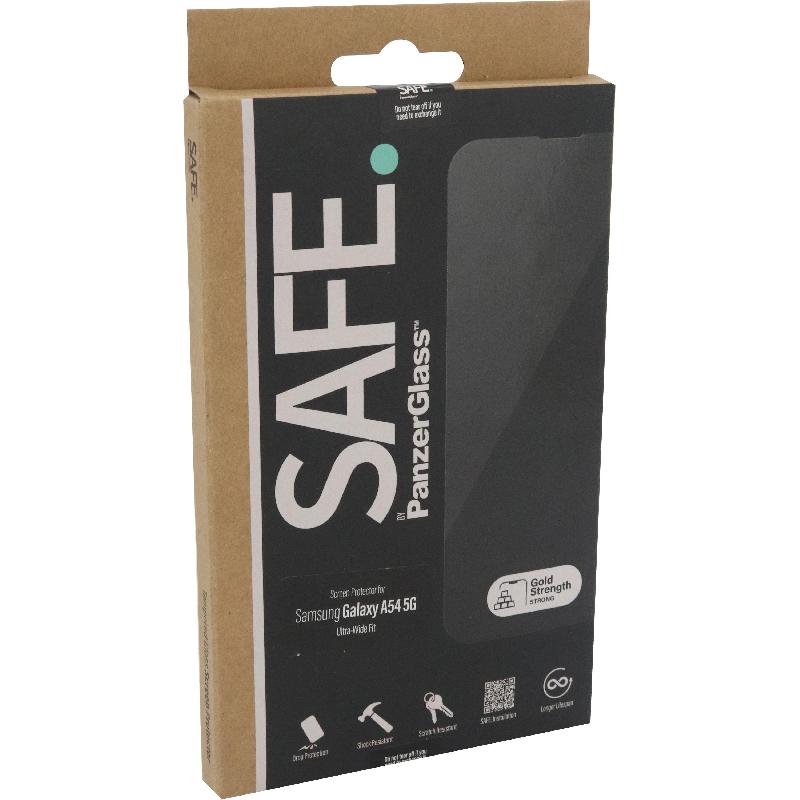 PanzerGlass SAFE Case Friendly Smartphone Screen Protector, Tempered Glass, Edge-to-Edge, Black, for Samsung Galaxy A54 5G