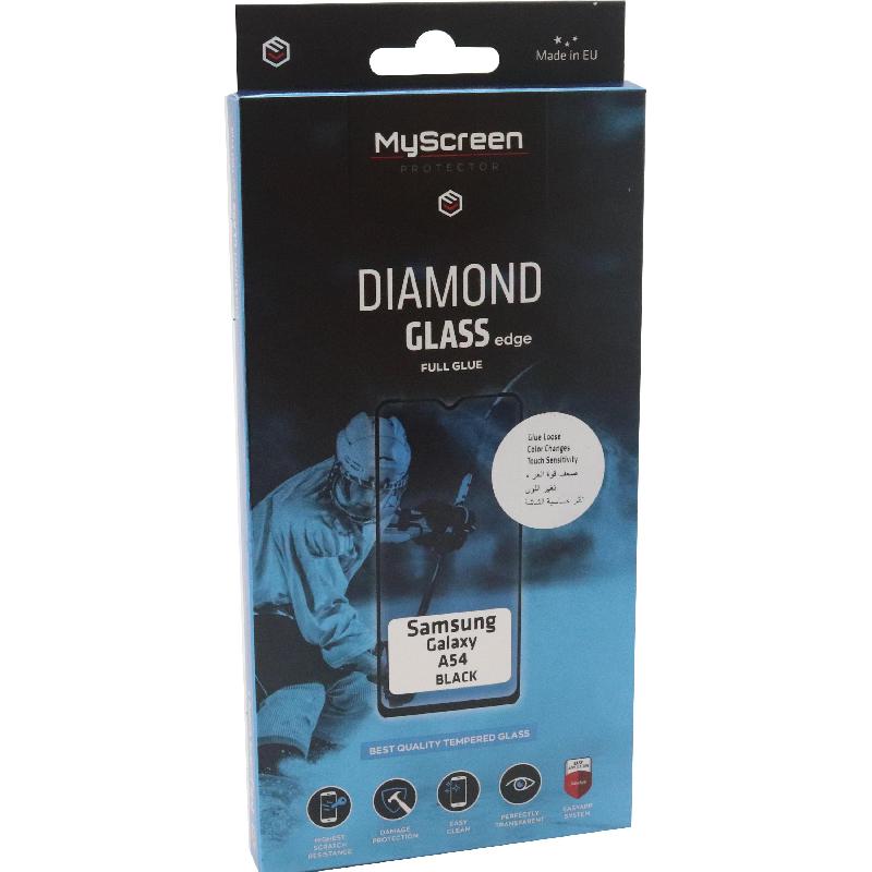 MyScreenPROTECTOR DIAMOND GLASS edge Smartphone Screen Protector, Full Glue, Black, for Samsung Galaxy A54 5G