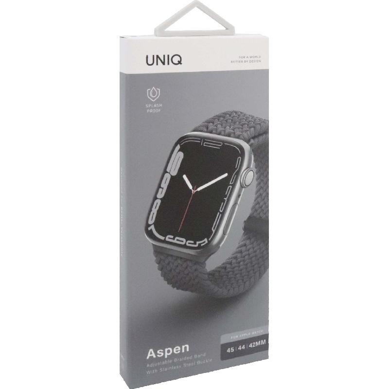 Uniq Aspen Wrist Strap, for Watch Ultra 3/Watch Ultra 2/Watch Series 11 46/Watch Series 10 46, Braided Band, with 316 Stainless Steel Buckle, Grey