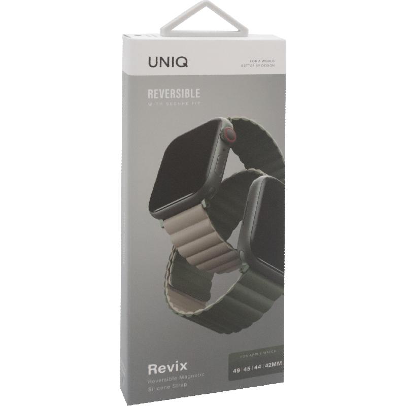 Uniq Revix Wrist Strap, for Watch Ultra 3/Watch Ultra 2/Watch Series 11 46/Watch Series 10 46, Silicone, Green/Taupe