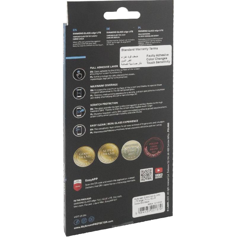 MyScreenPROTECTOR DIAMOND GLASS edge Lite Smartphone Screen Protector, Full Glue, Black, for Nokia G22 — 2