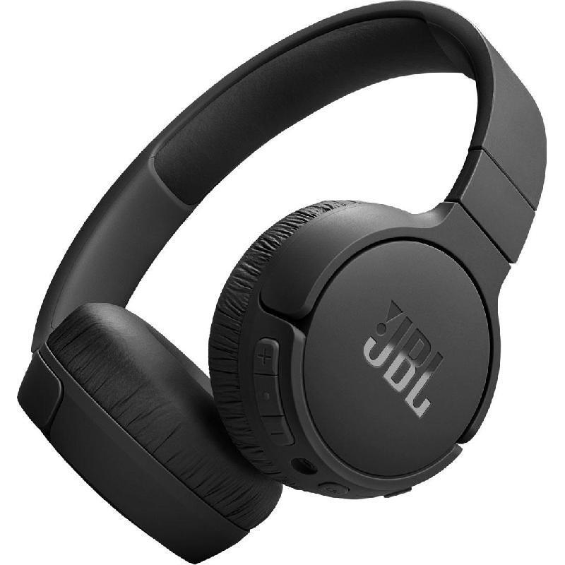JBL Tune 670NC On-Ear Headphones, Adaptive Noise Cancelling, Bluetooth, USB (Charging), Built-in Microphone, Black