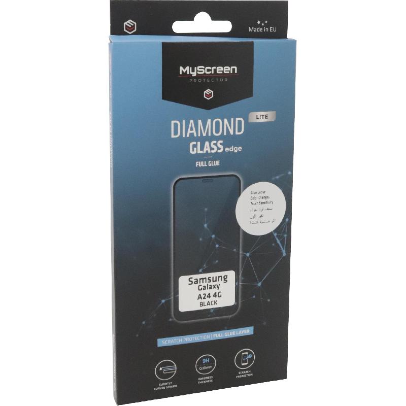 MyScreenPROTECTOR DIAMOND GLASS edge Lite Smartphone Screen Protector, Full Glue, Black, for Samsung Galaxy A24