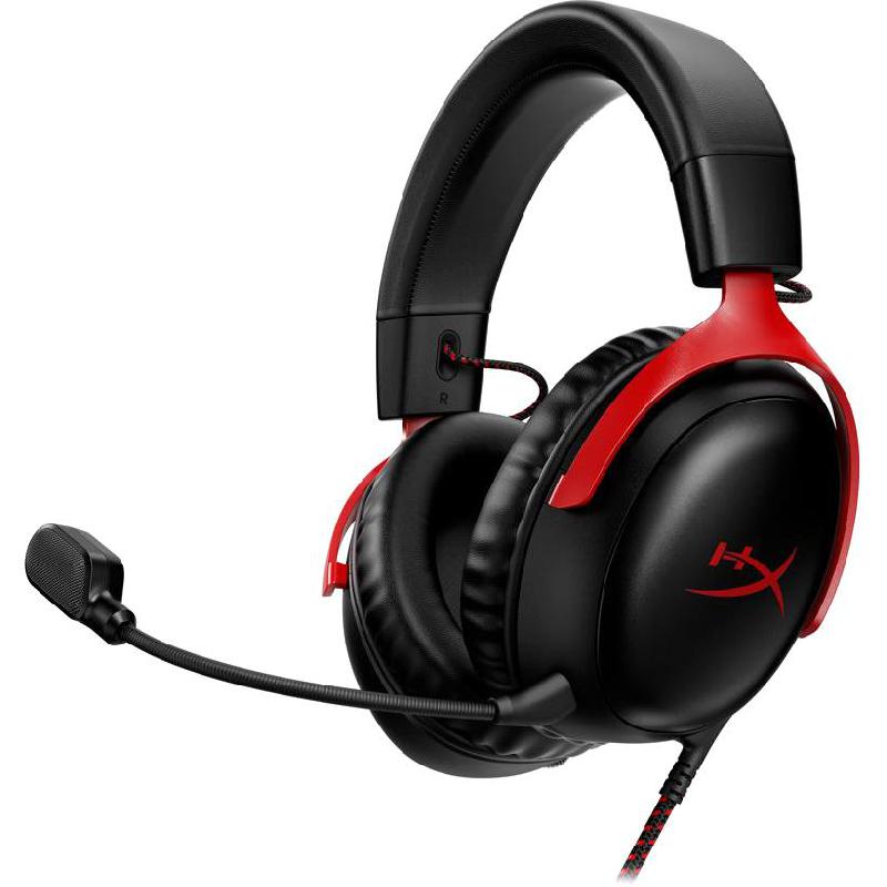HyperX Cloud III Gaming Headset, Noise Cancelling, Wired, USB-C, Detachable Microphone, Black/Red