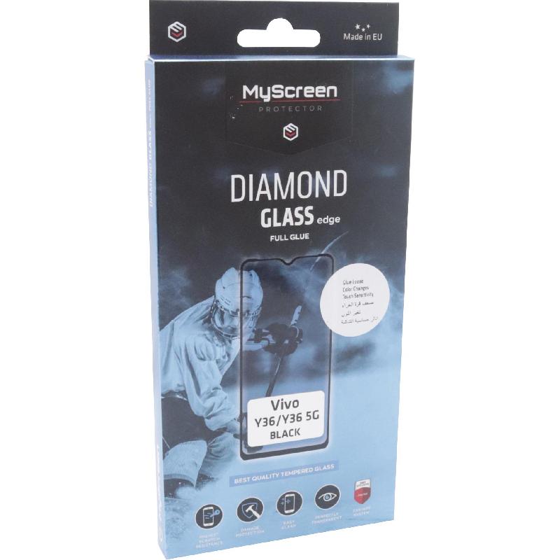 MyScreenPROTECTOR DIAMOND GLASS edge Smartphone Screen Protector, Full Glue, Black, for vivo Y36 4G/Y36 5G
