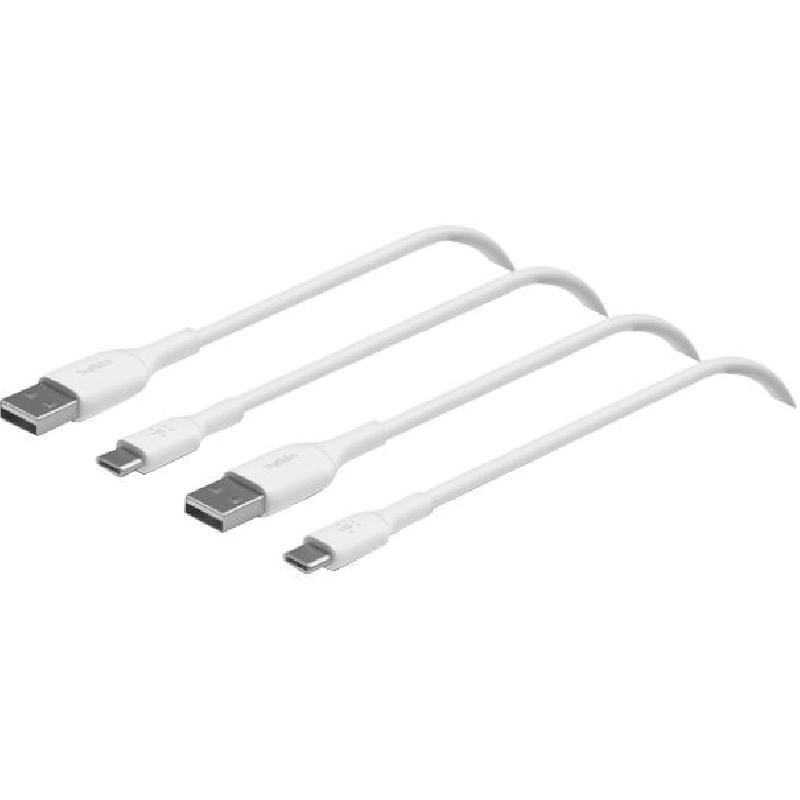 Belkin BoostCharge USB-C to USB-A (2 Pack) Standard Cable, 1.00 m ( 3.28 ft ), White