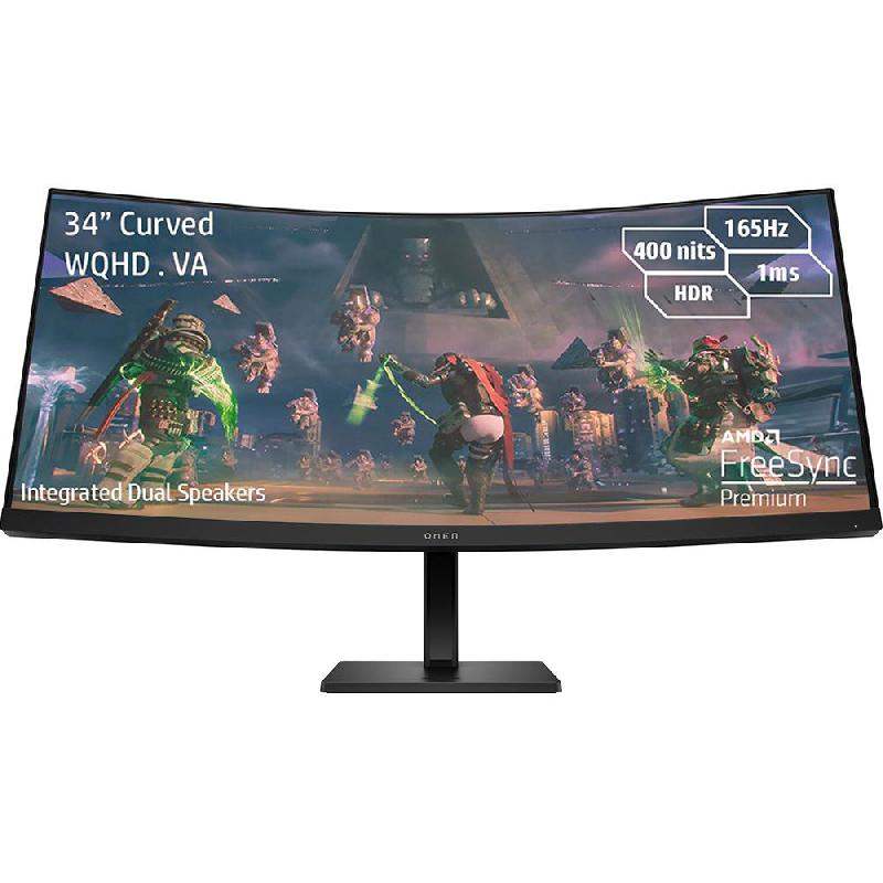 HP OMEN 34c 34" Gaming Monitor, WQHD, LED, 165 Hz, 1ms (GtG), Built-in Dual Speaker (2 X 3W), Black