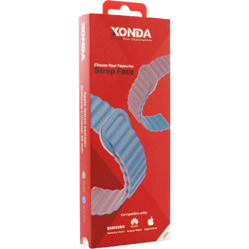 Xonda Double Face Wrist Strap, Universal, for Apple Watch 38/40/41 mm/Smartwatch 42 mm, Silicone, Strap Width (20 mm), Light Purple/Blue Fog