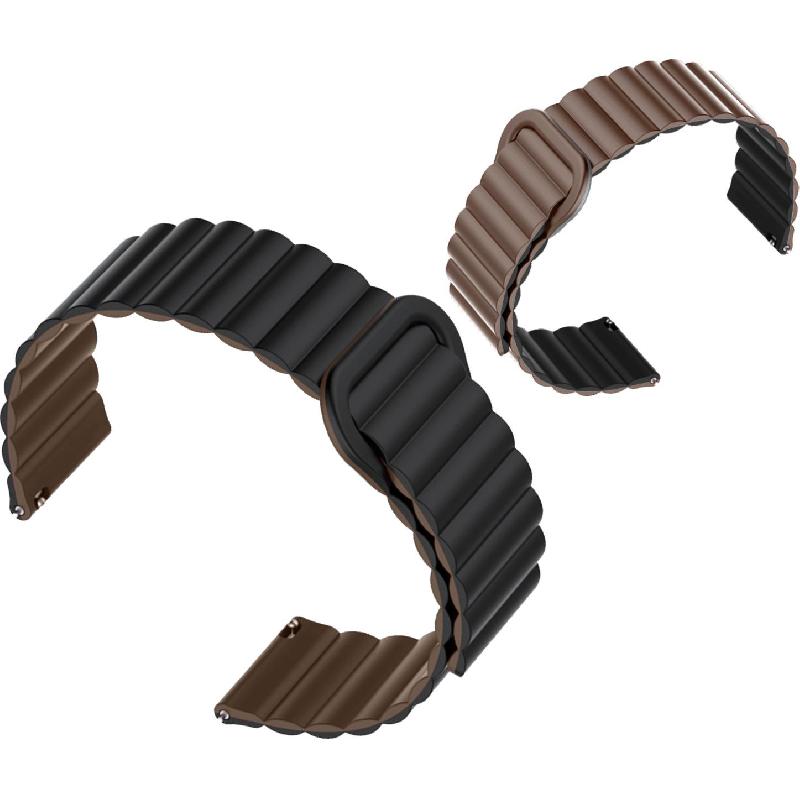 Xonda Double Face Wrist Strap, Universal, for Apple Watch 42/44/45/49 mm/Smartwatch 46/48 mm, Silicone, Strap Width (22 mm), Chocolate Black