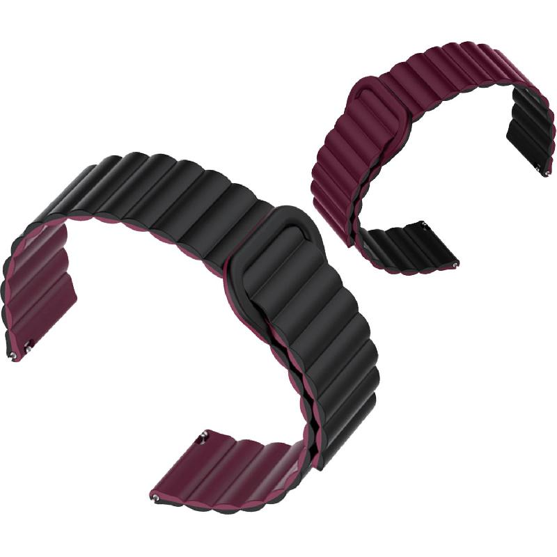 Xonda Double Face Wrist Strap, Universal, for Apple Watch 42/44/45/49 mm/Smartwatch 46/48 mm, Silicone, Strap Width (22 mm), Black/Red