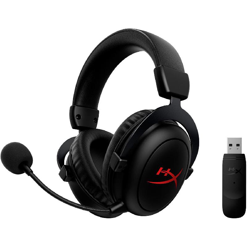 HyperX Cloud II Gaming Headset, Active Noise Cancelling, Wireless, USB (Charging), Detachable Microphone, Red