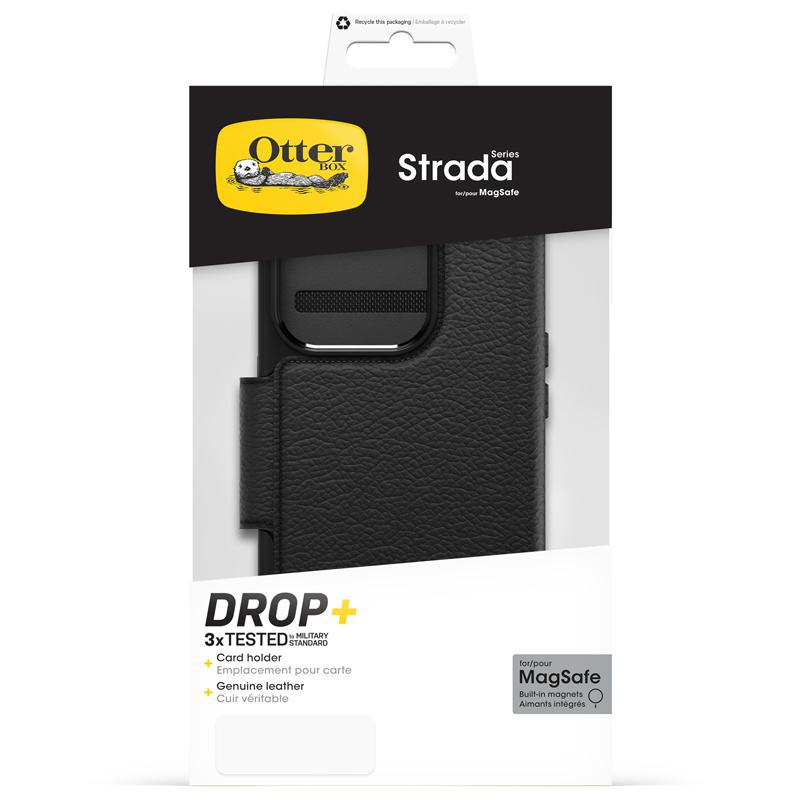 OtterBox Strada Series Flip Cover Mobile Case with MagSafe, for iPhone 15 Pro, Black — 6