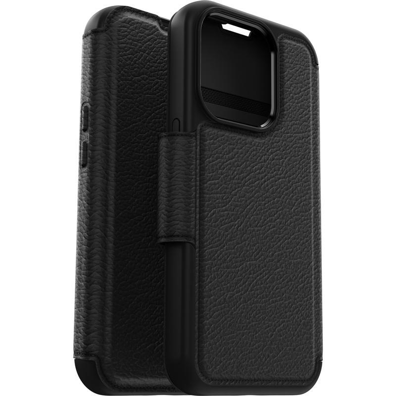 OtterBox Strada Series Flip Cover Mobile Case with MagSafe, for iPhone 15 Pro, Black