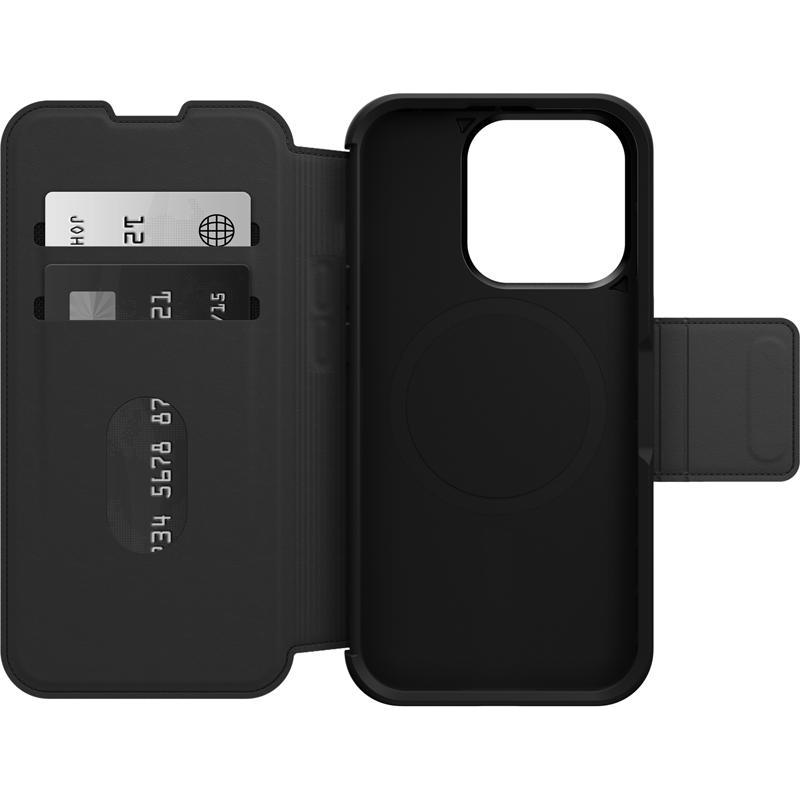 OtterBox Strada Series Flip Cover Mobile Case with MagSafe, for iPhone 15 Pro, Black — 3