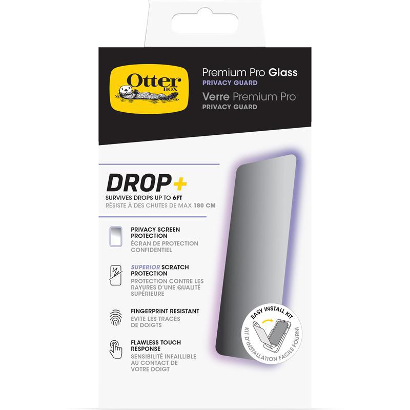 OtterBox Premium Pro Glass Smartphone Screen Protector, Privacy with Antimicrobial, for iPhone 15 Pro