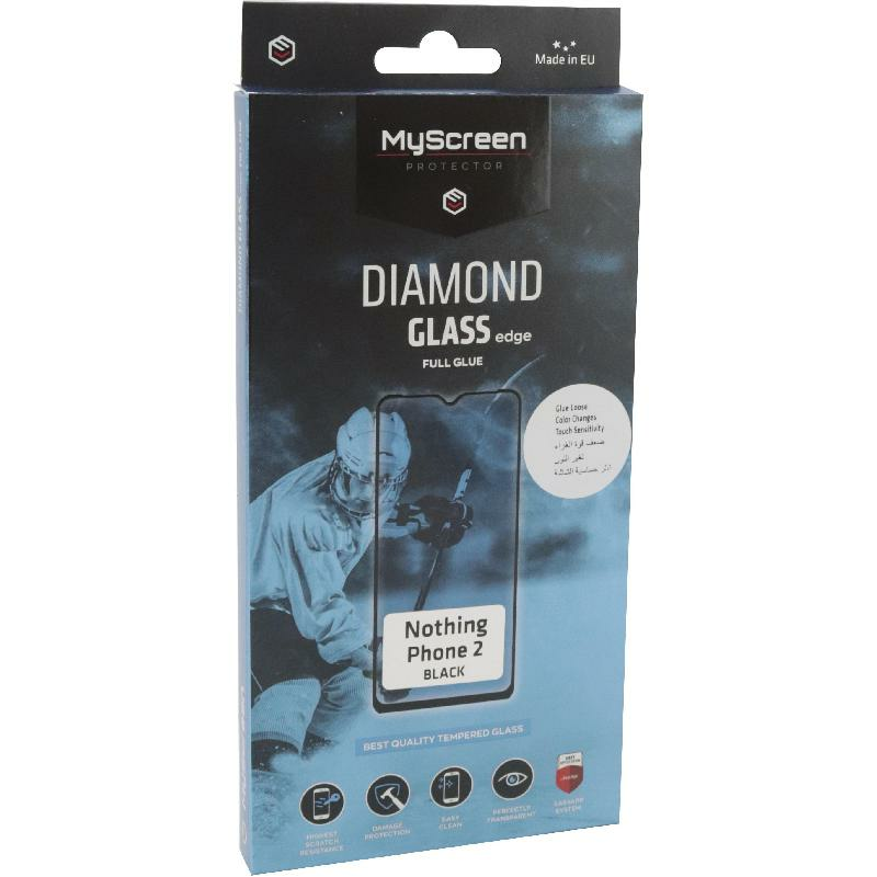 MyScreenPROTECTOR DIAMOND GLASS edge Smartphone Screen Protector, Full Glue, Black, for Nothing Phone (2)
