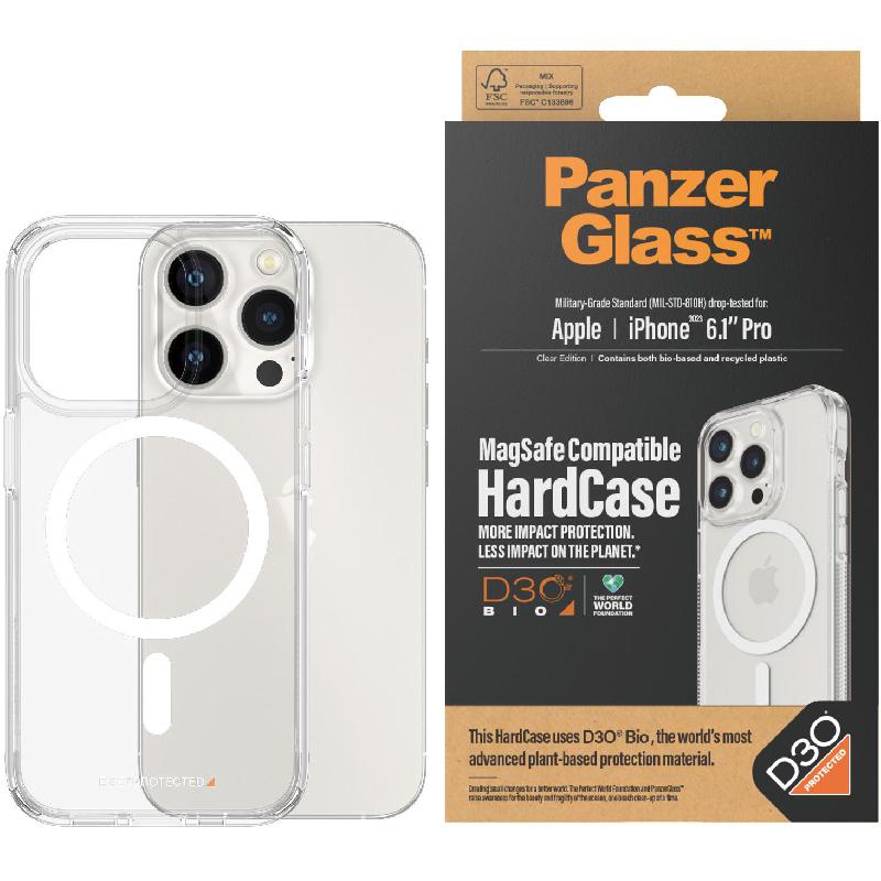 PanzerGlass HardCase D3O Back Cover Mobile Case with MagSafe, for iPhone 15 Pro, Clear — 2