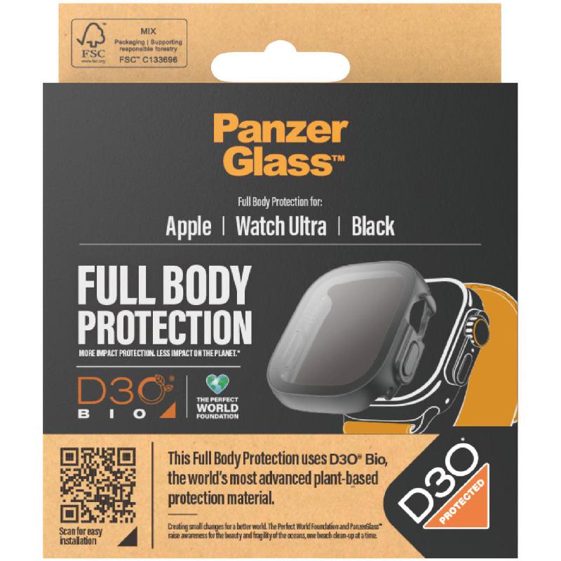 PanzerGlass Full Body Protection Smartwatch Fit Case, for Apple Watch Ultra 2, Black