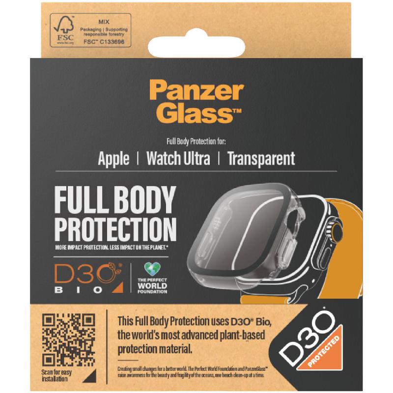 PanzerGlass Full Body Protection Smartwatch Fit Case, for Apple Watch Ultra 2, Clear