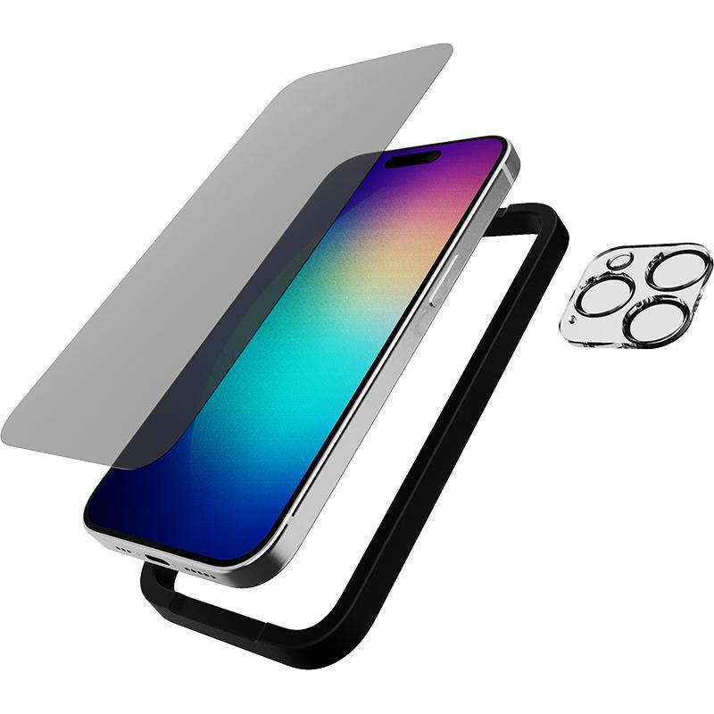 Tech21 2-in-1 Pack Privacy Tempered Glass + Camera Lens Protector Smartphone Accessory Bundle, for iPhone 15 Pro, Clear — 2