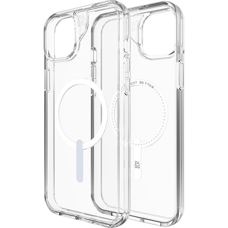 Zagg Crystal Palace Snap Back Cover Mobile Case with MagSafe, for iPhone 15 Pro, Clear