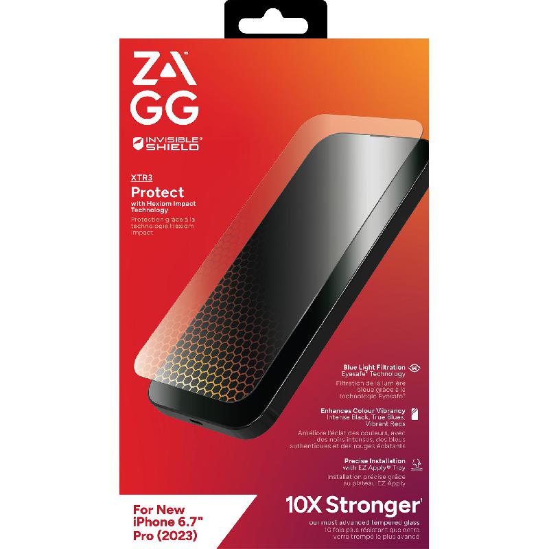 Zagg Invisible Shield Glass Elite VisionGuard Case Friendly Smartphone Screen Protector, for iPhone 15 Pro Max, Tempered Glass, 60% Intense Blue Light (435-440 nm)