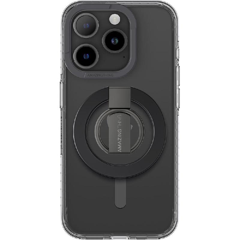 Amazing Thing Titan Pro Mag Grip Back Cover Mobile Case with MagSafe, for iPhone 15 Pro Max, Black