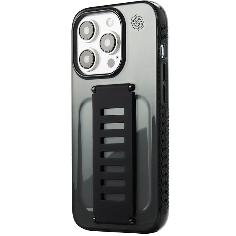 Grip2u Slim Back Cover Mobile Case with Strap, for iPhone 15 Pro, Smoke