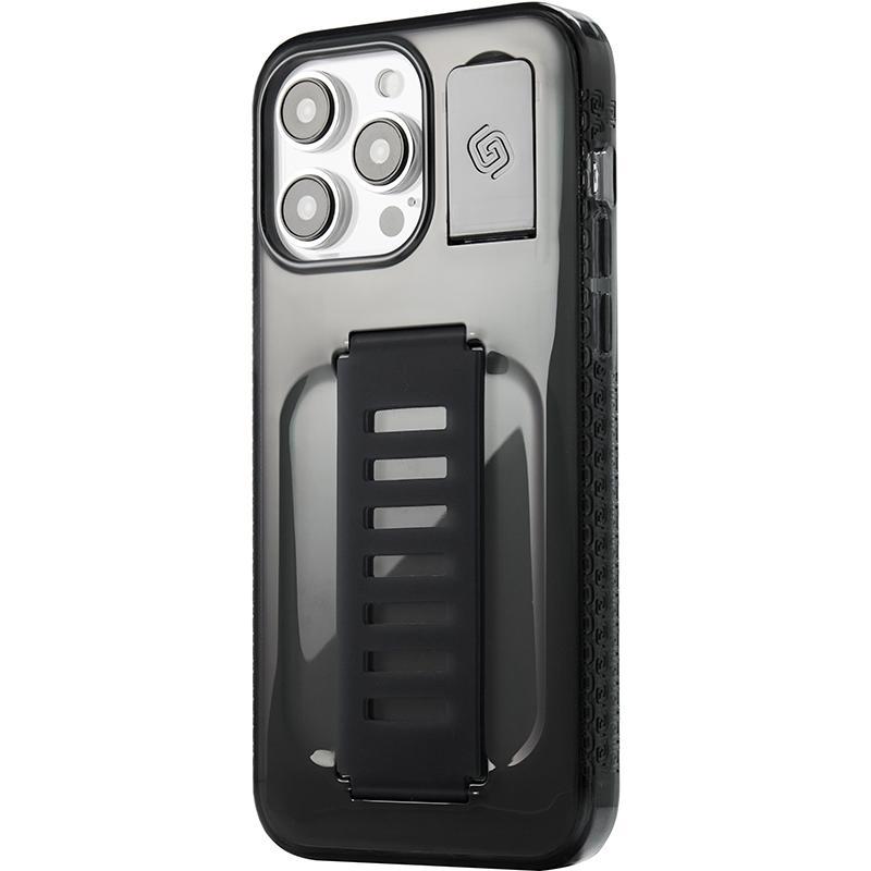 Grip2u Boost Back Cover Mobile Case with Strap, for iPhone 15 Pro, Smoky