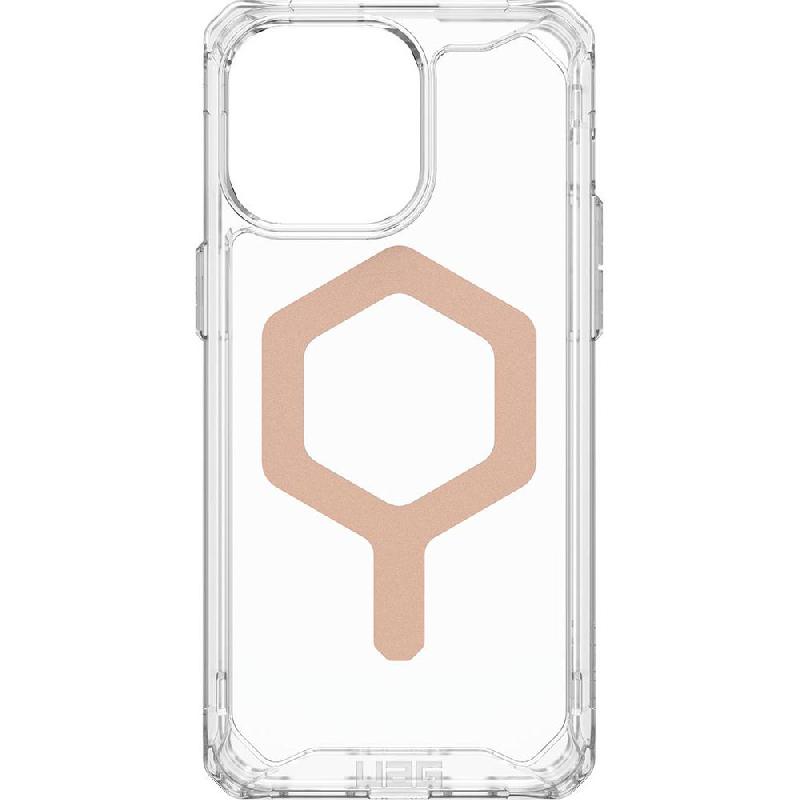 Plyo Back Cover Mobile Case with MagSafe, for iPhone 15 Pro Max, Ice/Rose Gold Hex
