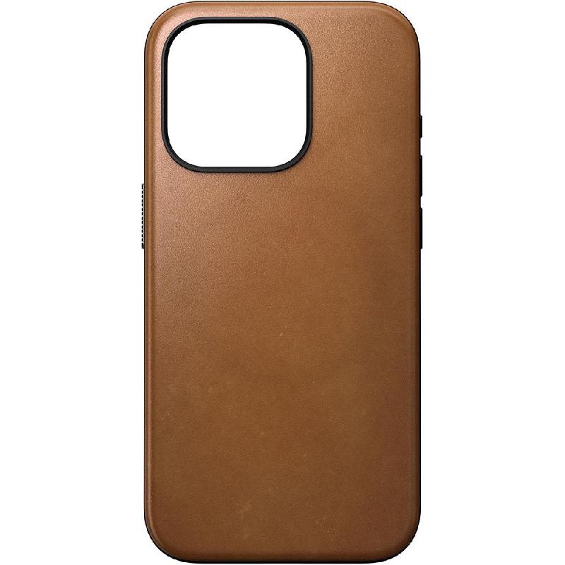 Nomad Modern Leather Back Cover Mobile Case with MagSafe, for iPhone 15 Pro, English Tan