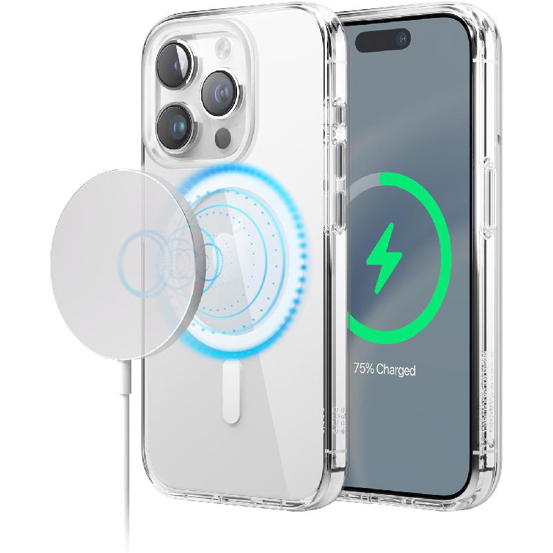 Elago Magnetic Hybrid Back Cover Mobile Case with MagSafe, for iPhone 15 Pro, Transparent White — 2